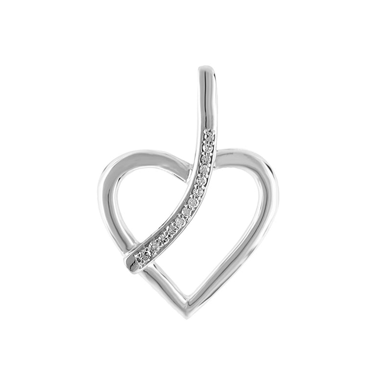 1/10ct Natural Diamonds Heart Necklace With Line for women