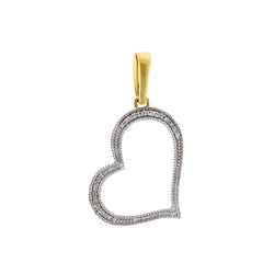 Yellow Gold Natural Diamonds Open Heart Necklace
