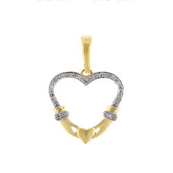 Yellow Gold Diamonds Open Heart Necklace
