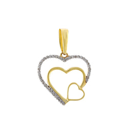 Yellow Gold Diamonds Triple Open Heart Necklace