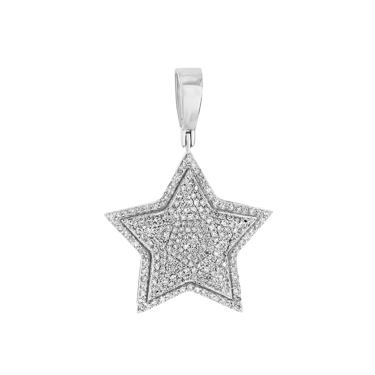 White Gold Iced Out Star Pendant
