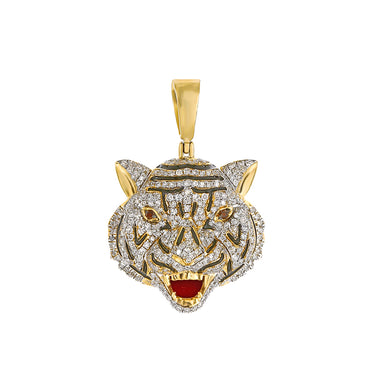 Yellow Gold Drake Tiger iced out pendant