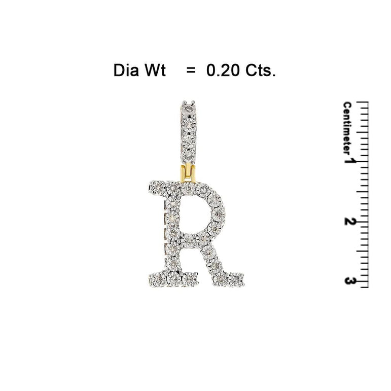 Yellow Gold Illusion Setting Diamond Initial Letter A to Z Pendant