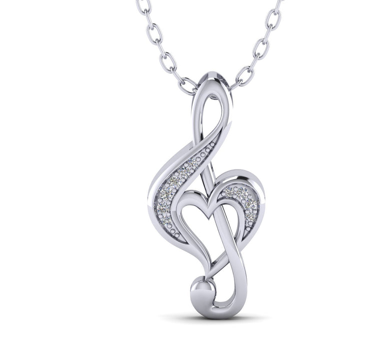 Heart Shapes Diamond Valentine Pendant Necklace in Gold Plated Silver by FEHU