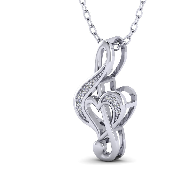 Heart Shapes Diamond Valentine Pendant Necklace in Gold Plated Silver by FEHU