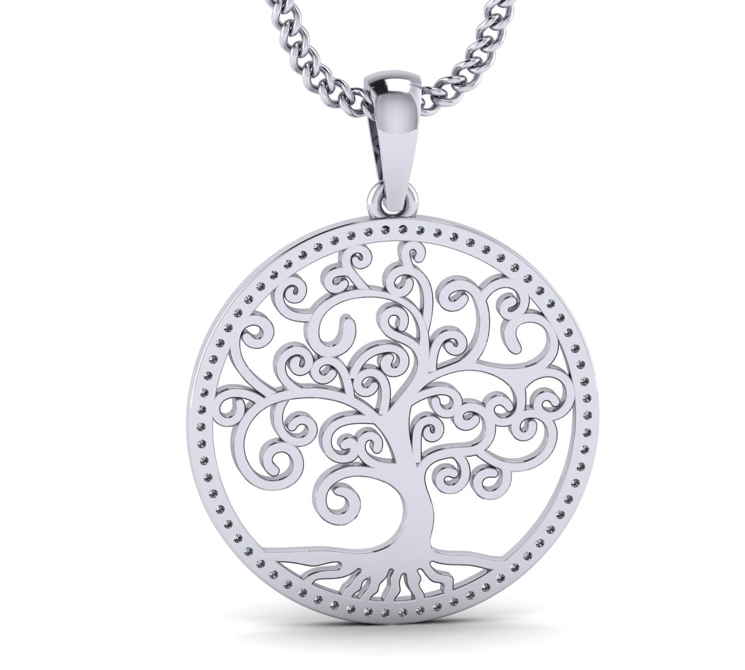 1/5Cts Natural Diamond Tree of Life Pendant in Gold Plated Silver by FEHU