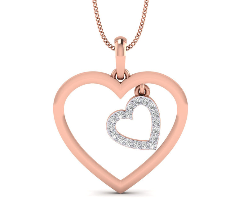 Dual Heart Rose Gold Plated Silver Pendant