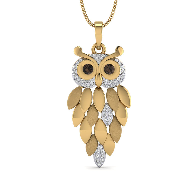 Yellow Gold Plated Hollow Owl shape Pendant