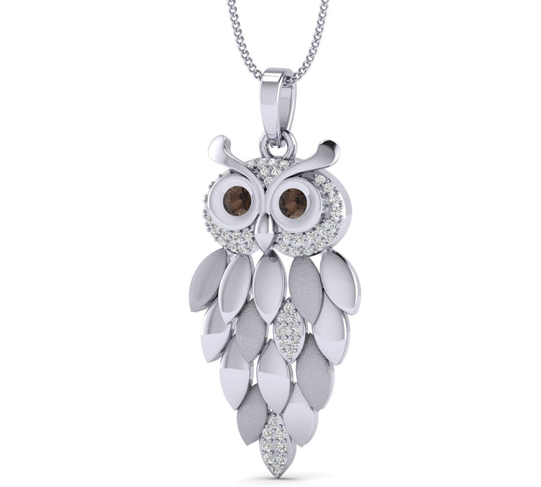 Hollow Owl shape Natural Diamond Casual Necklace for Women