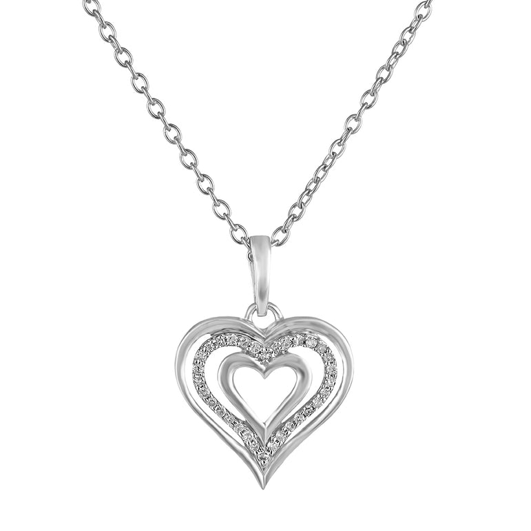 Silver Gold Triple Heart Necklace