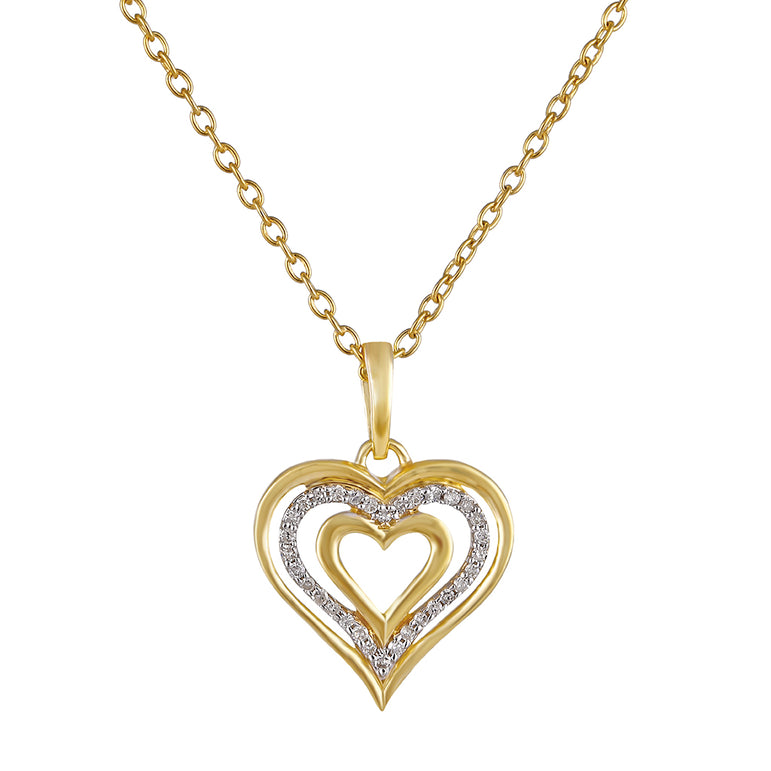 Yellow Gold Triple Heart Necklace