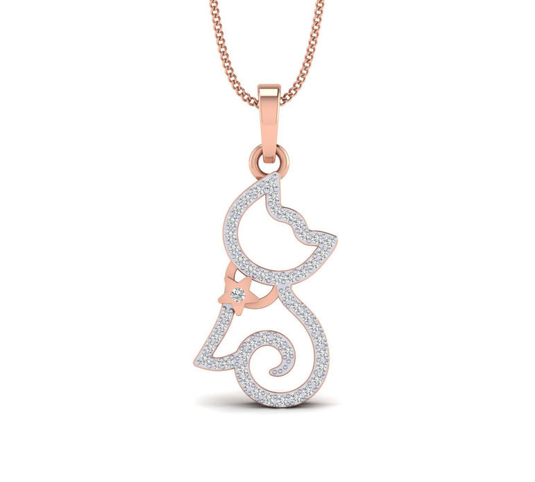 Rose Gold Plated Silver Cat Pendant 