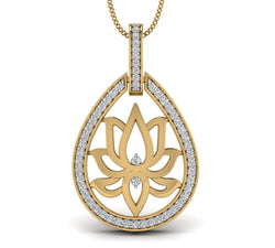 Yellow Gold Plated Silver Lotus Pendant 