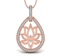 Rose Gold Plated Silver Lotus Pendant 