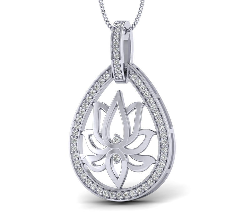 1/4ct Natural Diamond Lotus Pendant in Gold Plated Silver by FEHU