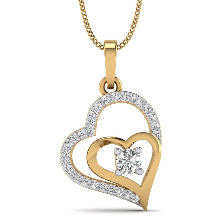 Dual Heart Yellow Gold Plated Silver Pendant