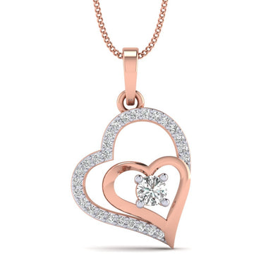 Dual Heart Rose Gold Plated Silver Pendant