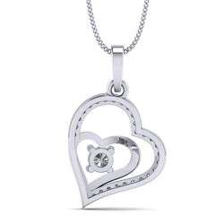 Natural Diamond Gold Plated Silver Love At First Sight Double Heart Diamond Pendant For Woman