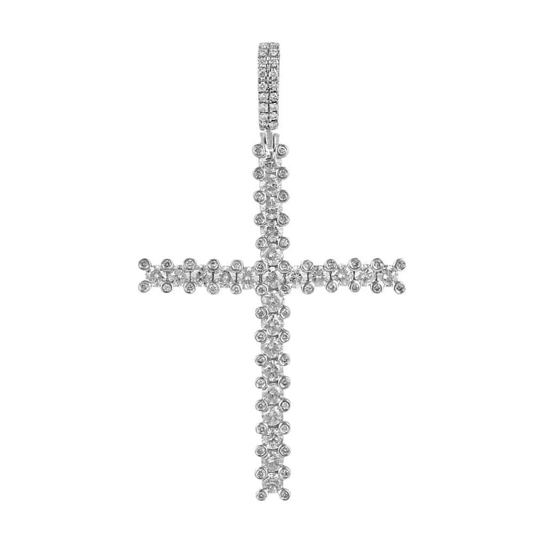 White Gold Cross Necklace Pendant for Men
