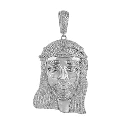 white gold jesus head pendant for men