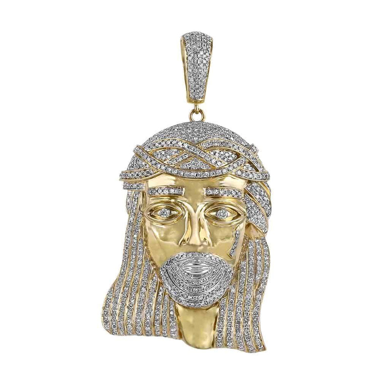 yellow gold jesus head pendant for men