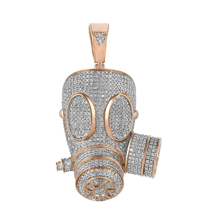 Iced Out Gas Mask Necklace rose gold
