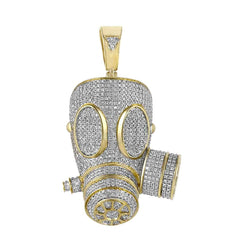 Iced Out Gas Mask Necklace yellow gold