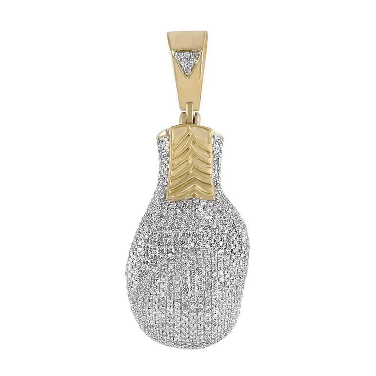 Iced Out Boxing Glove Pendant yellow gold