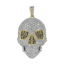 yellow gold skull necklace pendant for men