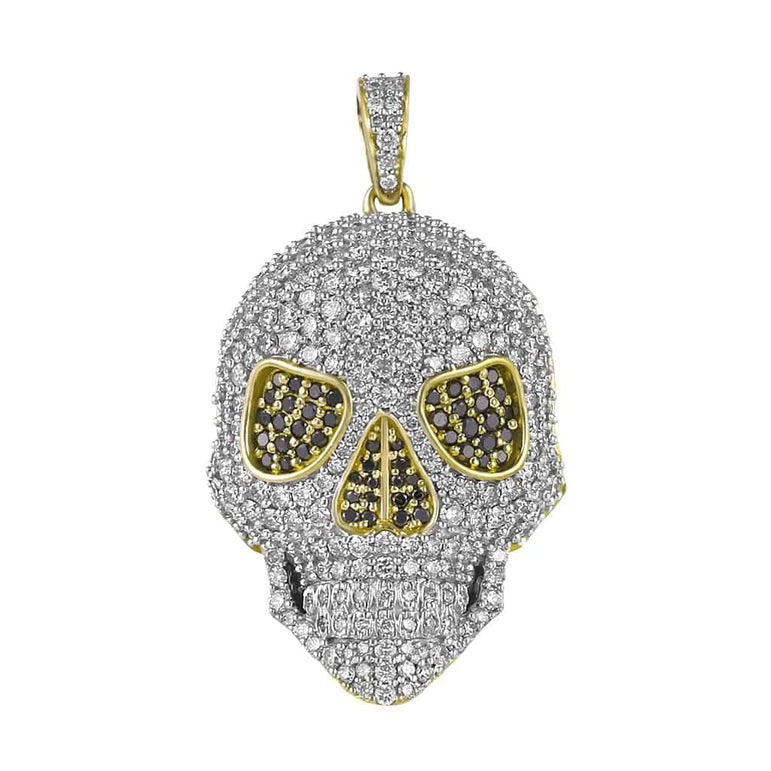 yellow gold skull necklace pendant for men