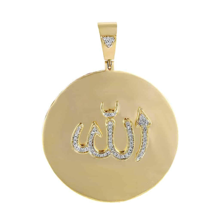 Round Shape Allah Pendant yellow gold