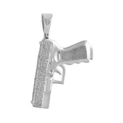 Handgun Pistol Pendant white gold