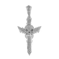 Skull Cross Necklace Pendant white gold