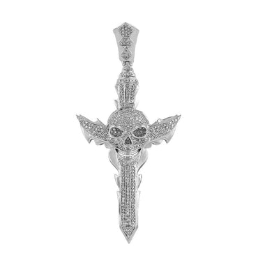 Skull Cross Necklace Pendant white gold