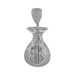 white gold money bag pendant for men