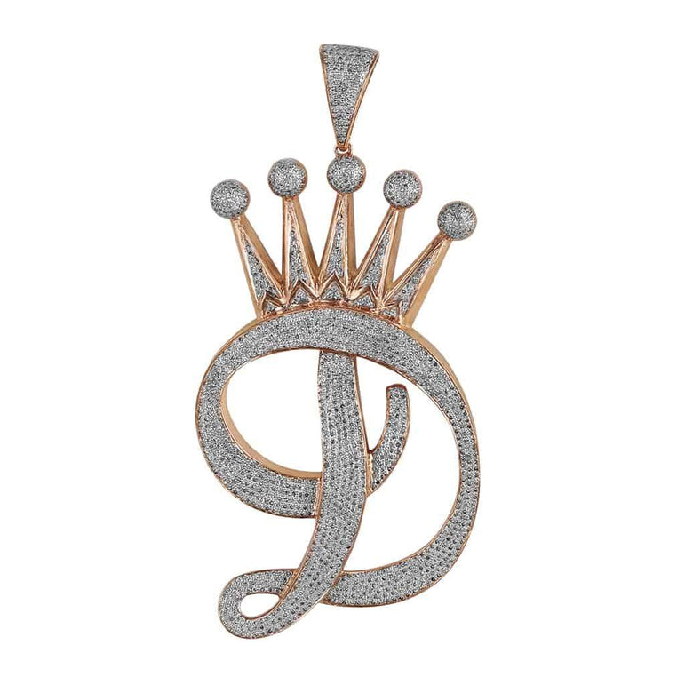 rose gold Initial Letter D Crown Pendant
