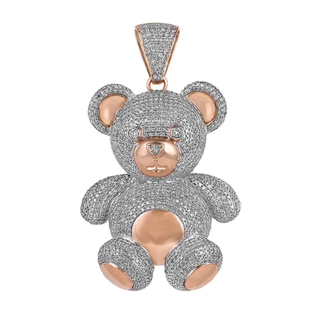 Diamond Teddy Bear Pendant rose gold