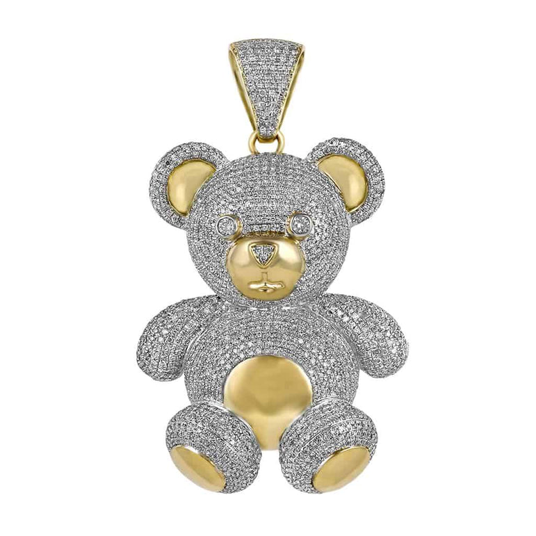 Diamond Teddy Bear Pendant yellow gold