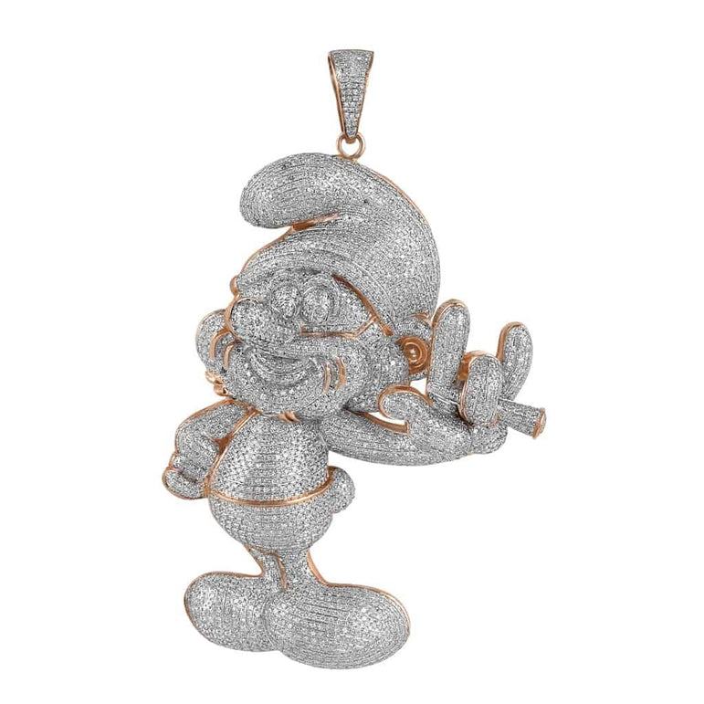 Iced Out Smurf Pendant for Men rose gold