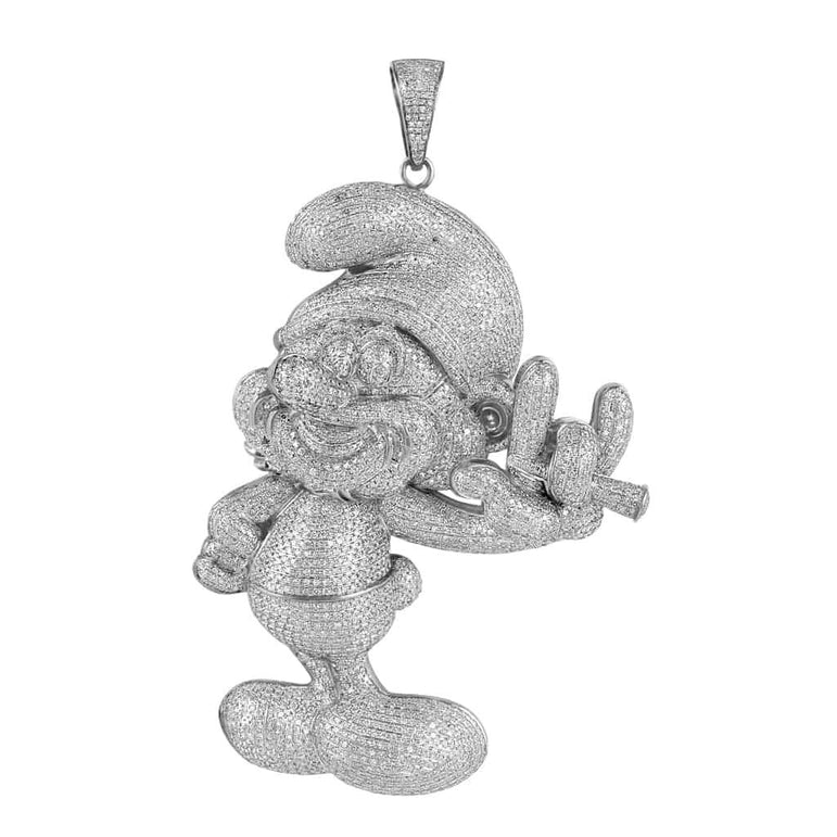 Iced Out Smurf Pendant for Men white gold