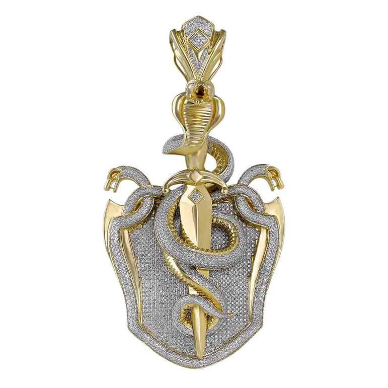 Snake and Sword Pendant yellow gold