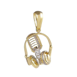 Headphone Necklace Pendant yellow gold