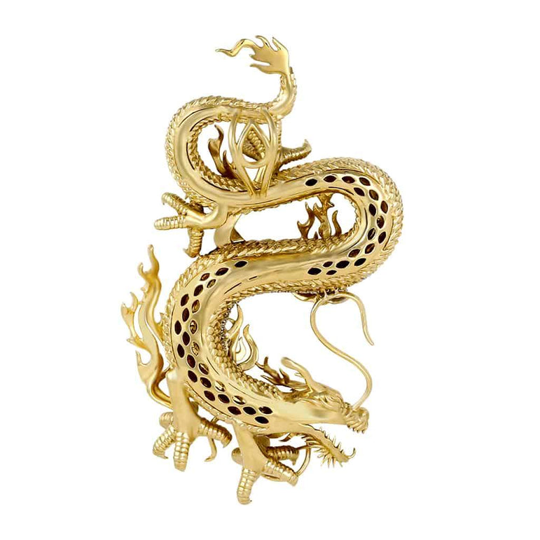 Chinese Dragon Necklace Pendant 14k Gold 3.01ct Diamond by Fehu Jewel