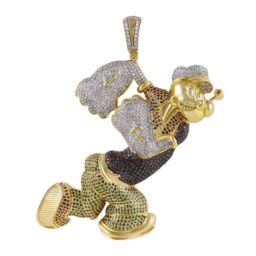 Popeye Cartoon Diamond Pendant yellow gold