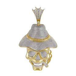Skull Cigar Hat Necklace for Men yellow gold