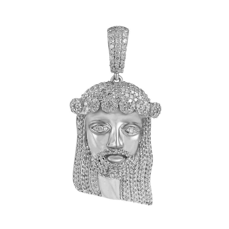 Jesus Head Diamond Pendant white gold