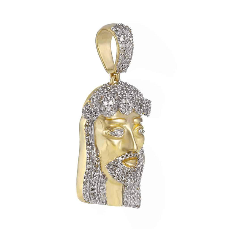 Jesus Head Diamond Pendant yellow gold
