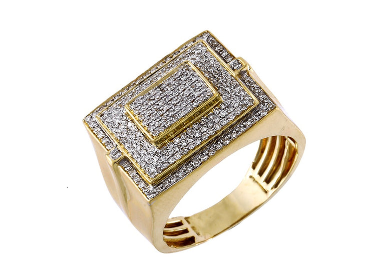 Ring for Men 10k Gold 0.51 ct Round Diamond by Fehu Jewel
