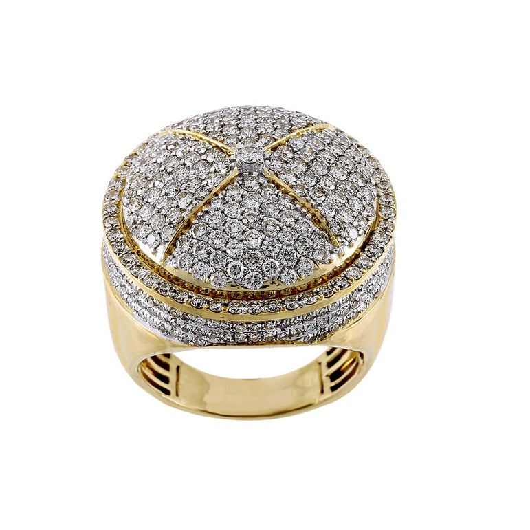 Gold 3.30 Cts. Diamond Cluster Men's Round Ring By Fehu Jewel