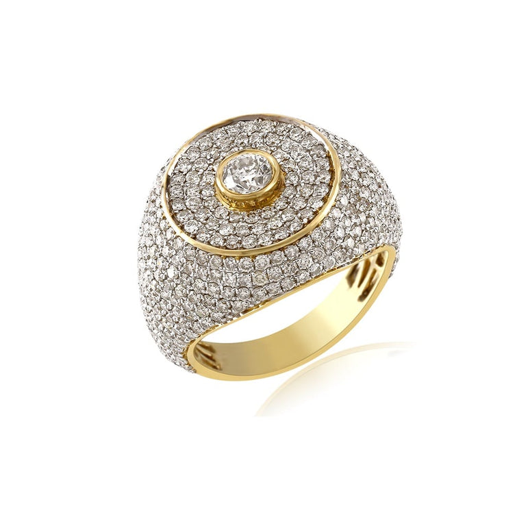 3.95 Cts. Diamond Gold Finish Big Rocks Custom Men's Ring By Fehu Jewel